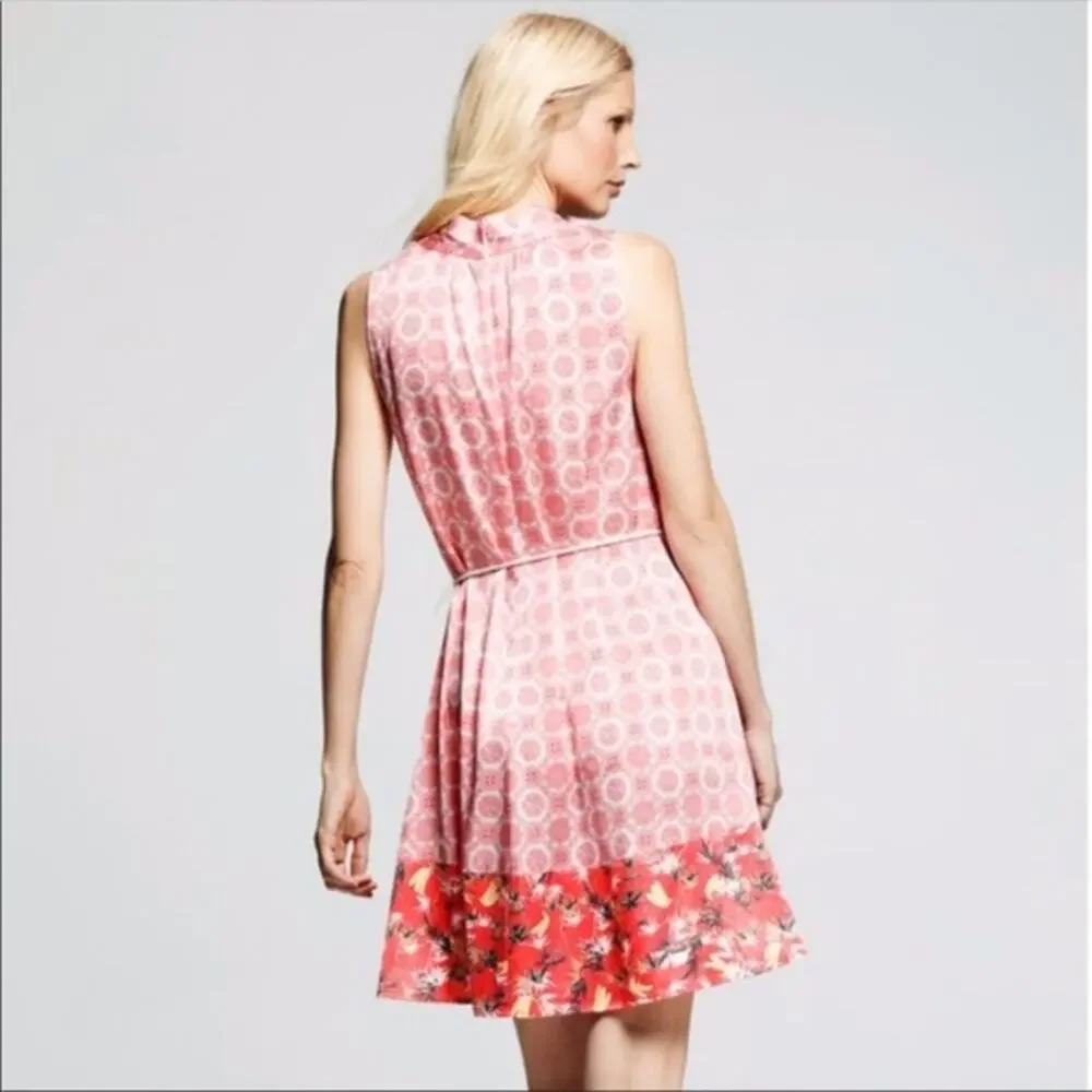 Peter Som for DesigNation Shift Dress Womens M Coral Geometric Floral‎ V-Neck